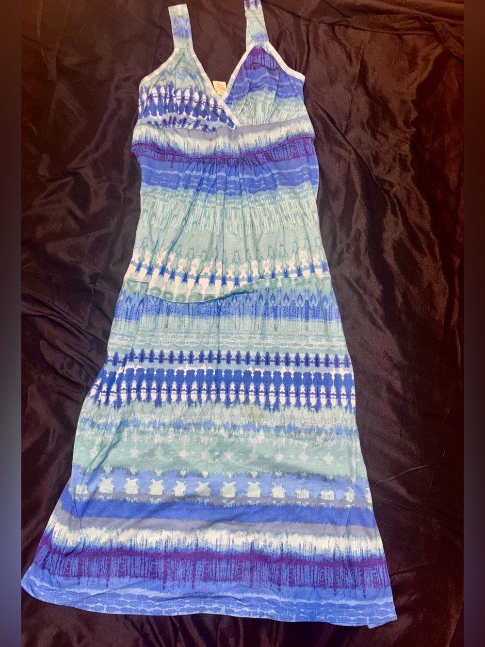 Faded Glory Blue and Teal Striped Sleeveless Maxi Dress